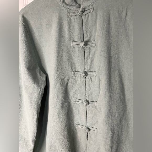 Women’s Green Asian style Button Up Hemp Blend Jacket size large - Picture 2 of 5